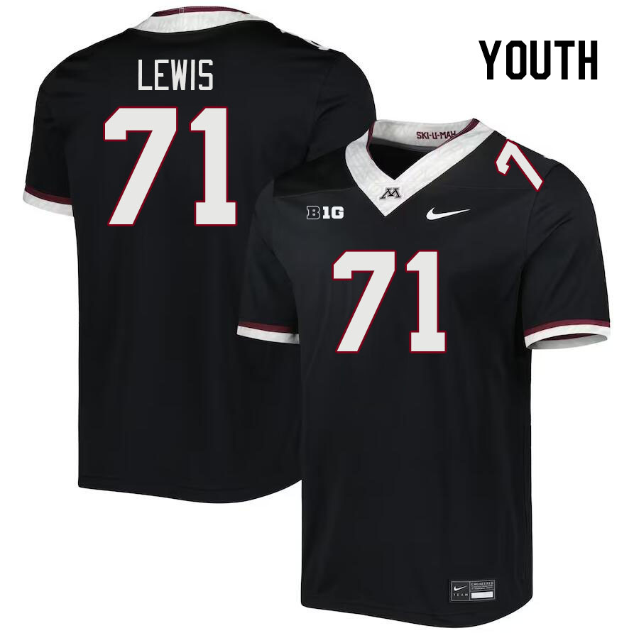 Youth #71 Martes Lewis Minnesota Golden Gophers College Football Jerseys Stitched-Black